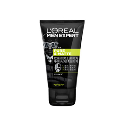 欧莱雅男士黑魔力净黑头3合1洁面膏 深度清洁 减少黑头